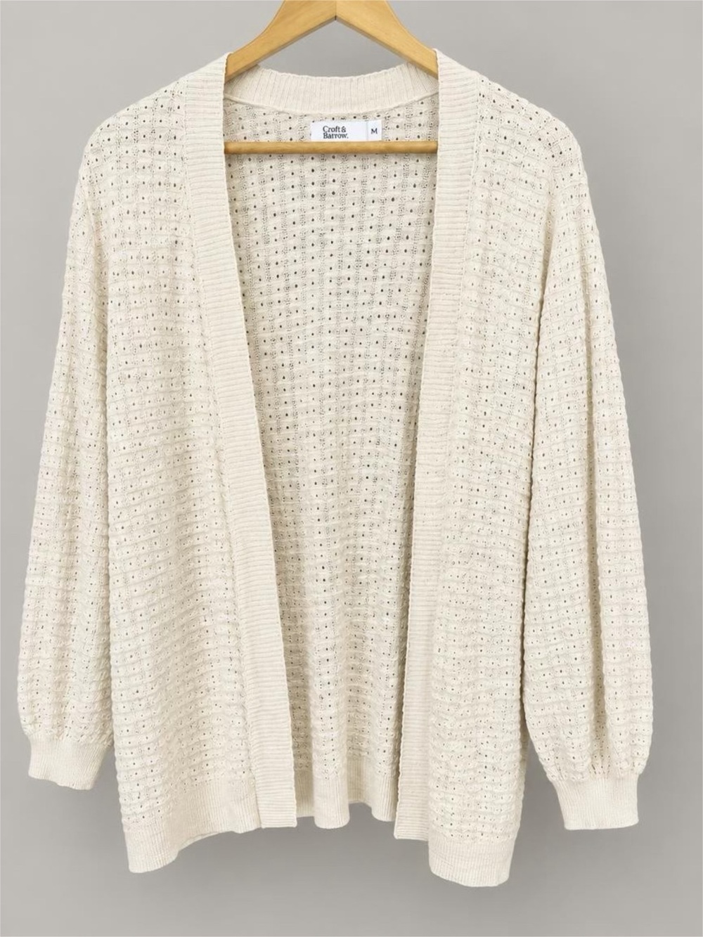 NWT Croft & Barrow Cream Open-Front Knit Cardigan Sweater - L